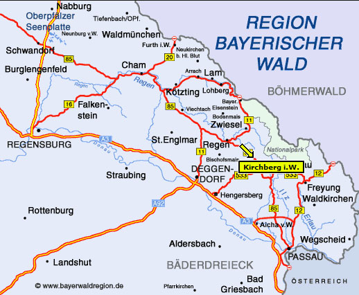 Anfahrt zum Ferienhaus Rachelblick im Bayerischen Wald